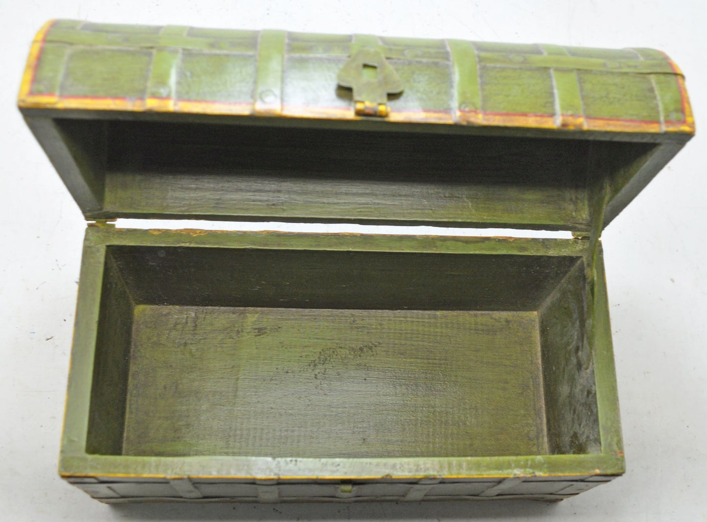 Vintage Wooden Half Round Top Storage Box Original Old Hand Crafted