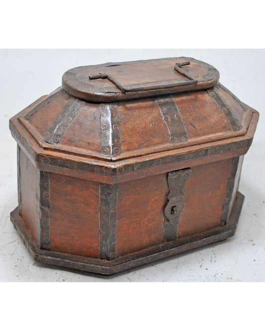 Vintage Wooden Dome Shaped Storage Box Original Old Hand Crafted Painted