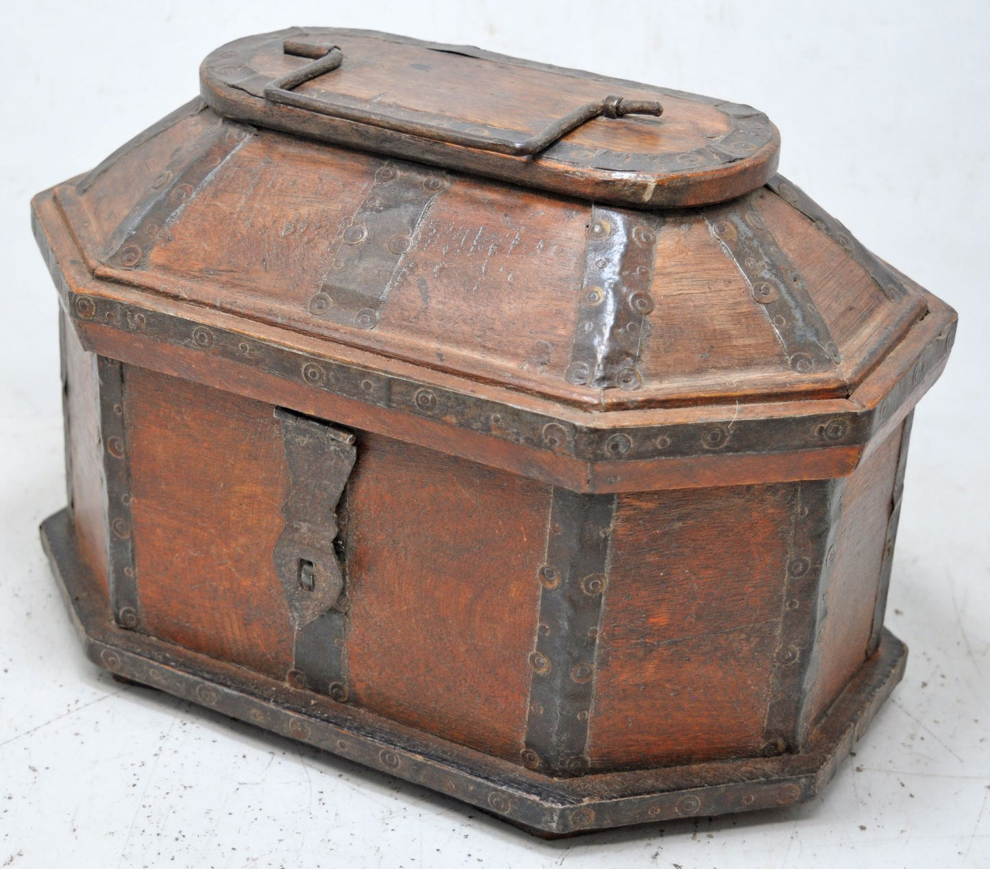 Vintage Wooden Dome Shaped Storage Box Original Old Hand Crafted Painted