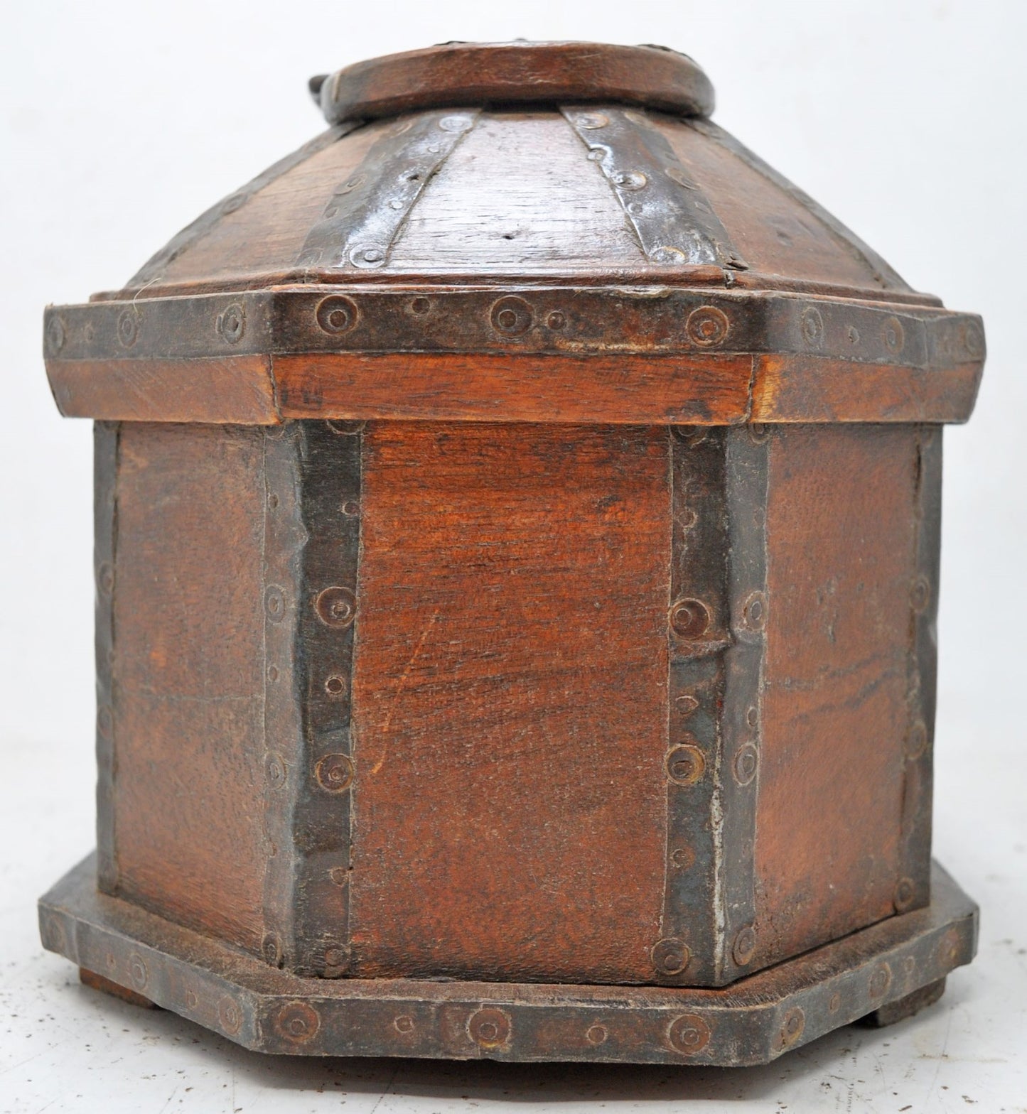 Vintage Wooden Dome Shaped Storage Box Original Old Hand Crafted Painted