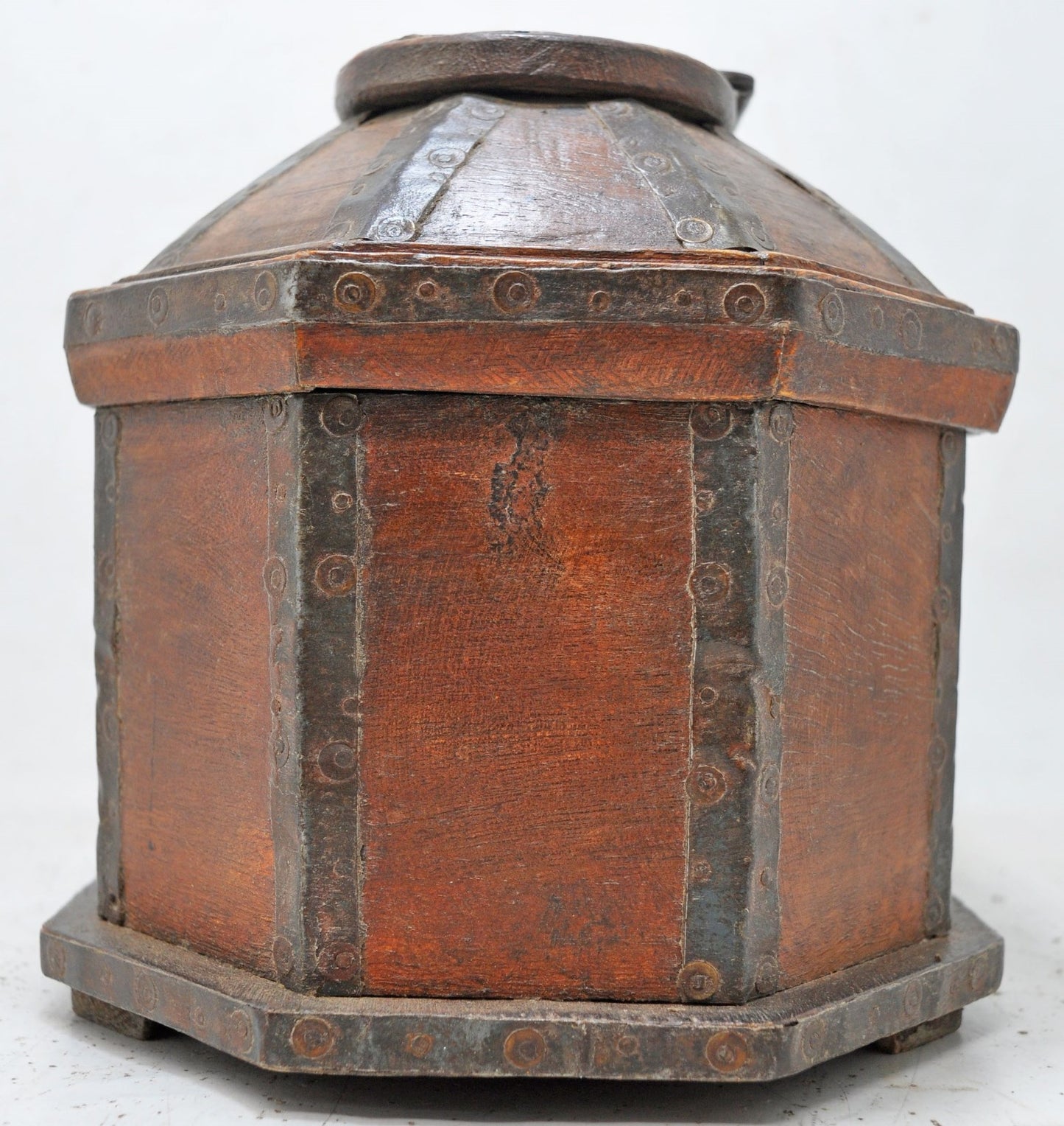 Vintage Wooden Dome Shaped Storage Box Original Old Hand Crafted Painted