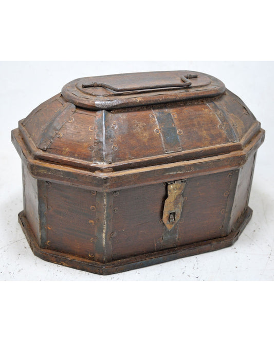 Vintage Wooden Dome Shaped Storage Box Original Old Hand Crafted Painted