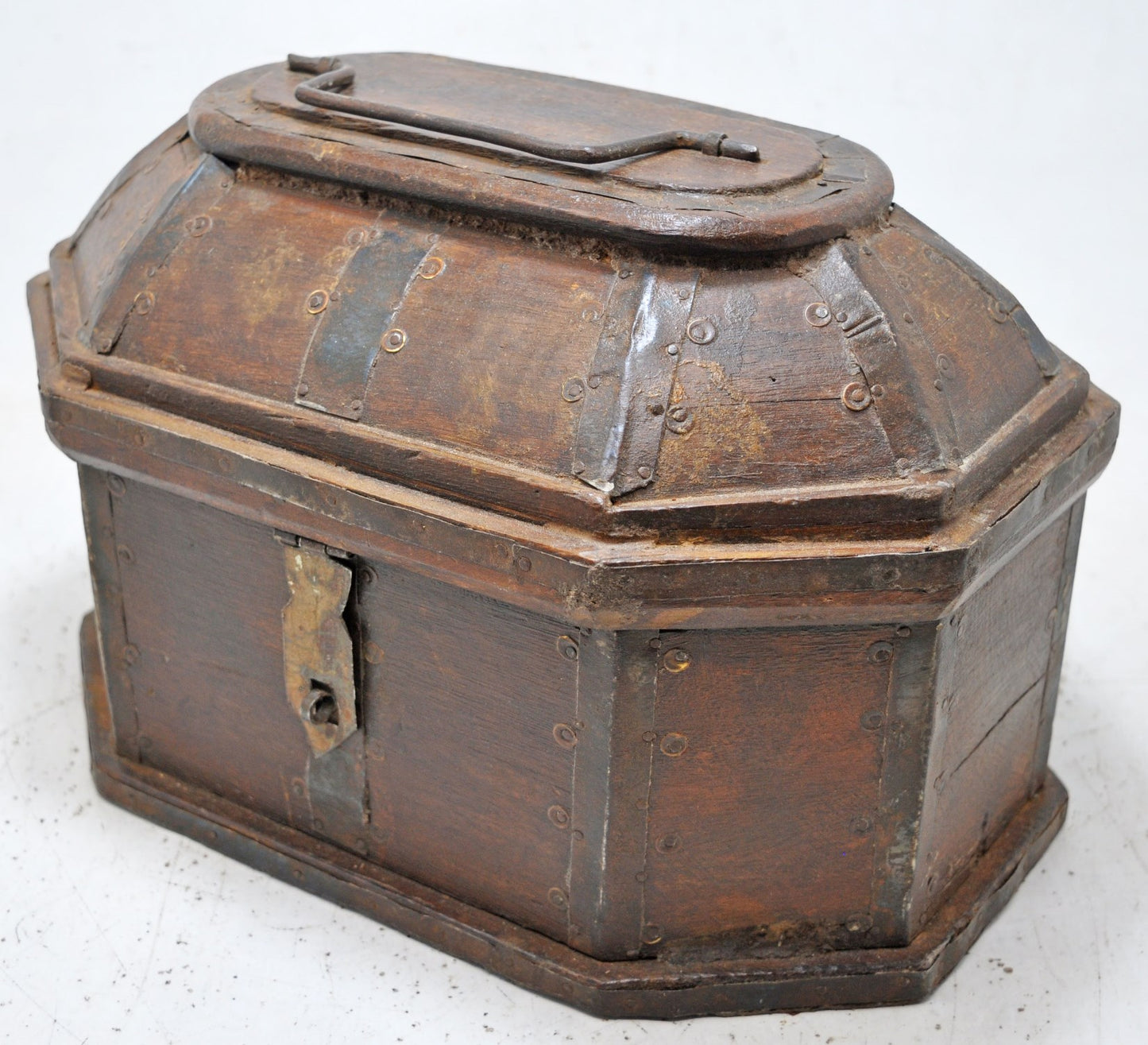 Vintage Wooden Dome Shaped Storage Box Original Old Hand Crafted Painted