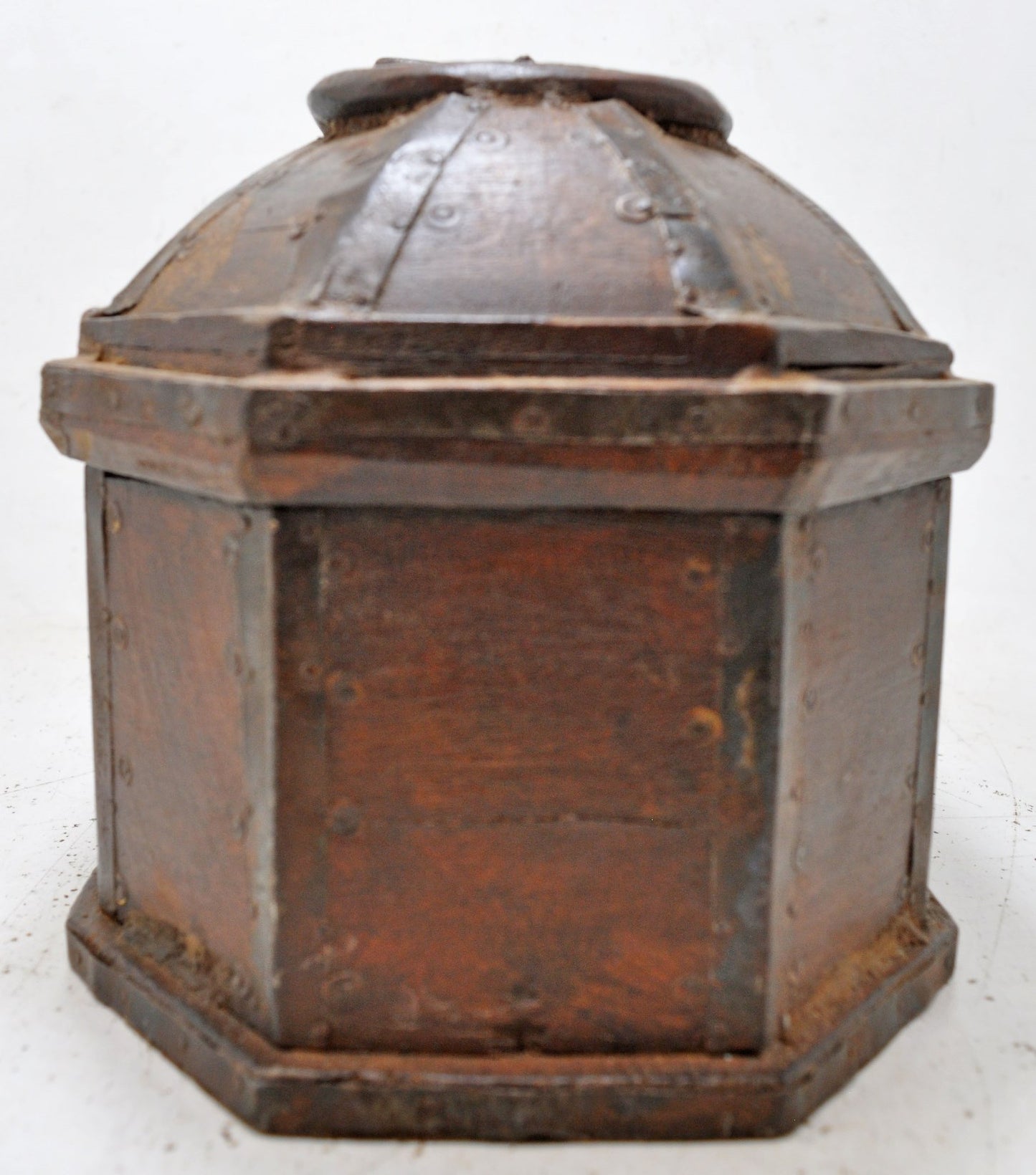 Vintage Wooden Dome Shaped Storage Box Original Old Hand Crafted Painted