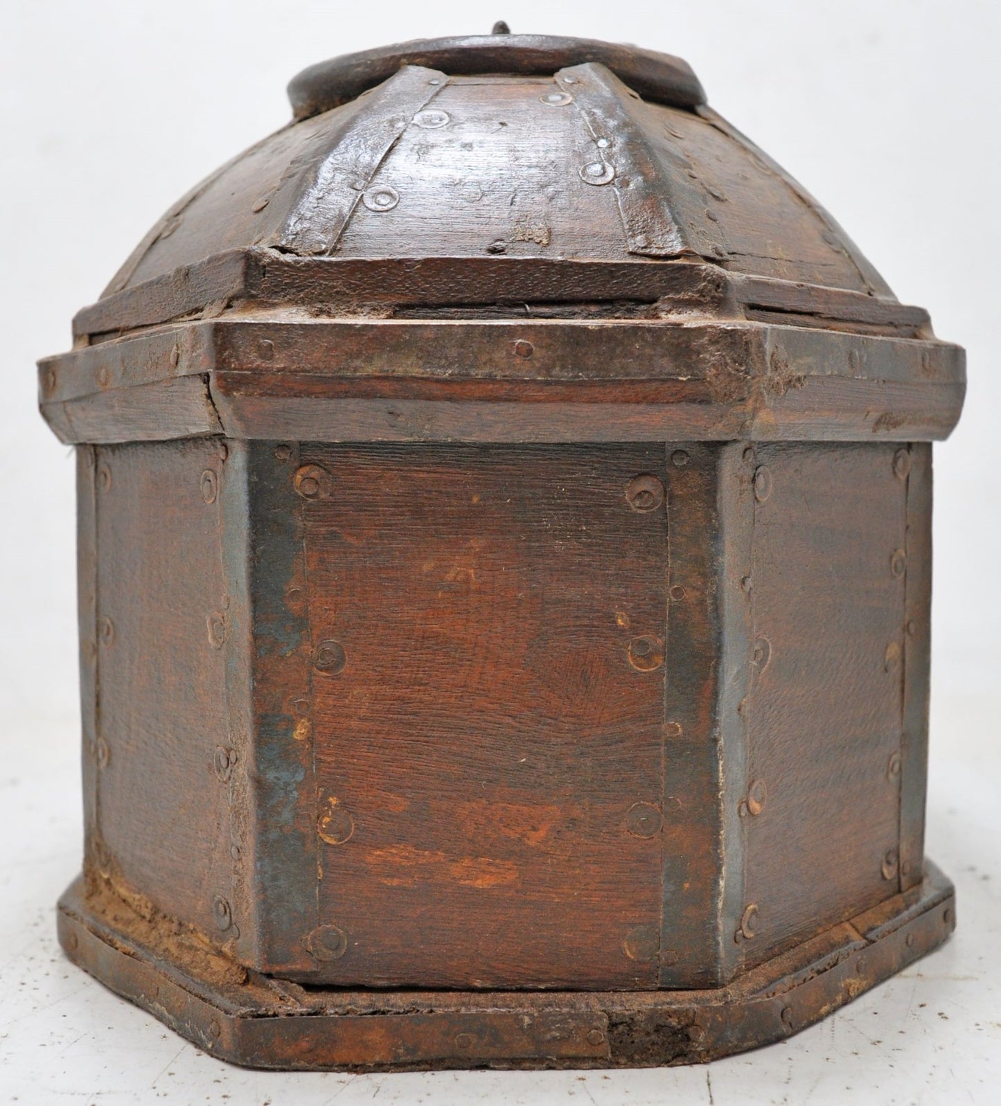 Vintage Wooden Dome Shaped Storage Box Original Old Hand Crafted Painted