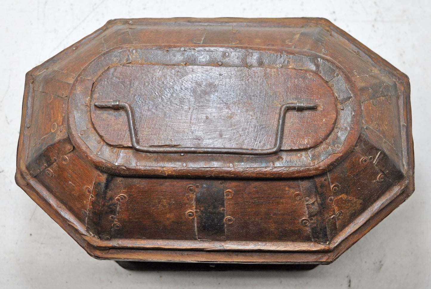 Vintage Wooden Dome Shaped Storage Box Original Old Hand Crafted Painted