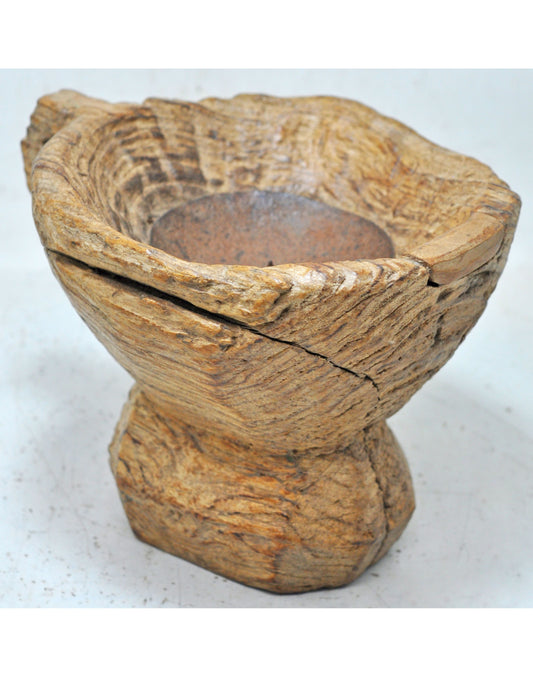 Antique Wooden Agricultural Bijni Seed Holder Candle Stand Original Old Hand Carved