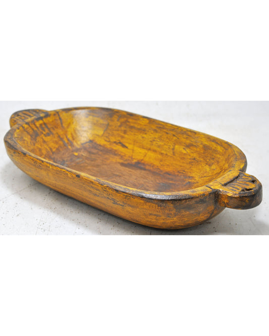 Vintage Wooden Oval Serving Plate Tray Original Old Hand Carved