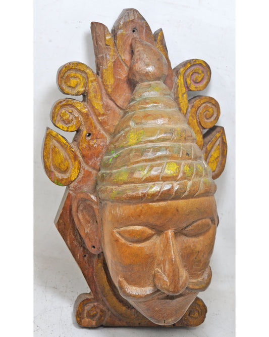 Antique Wooden Wall Hanging Man Head Bust Figurine Original Old Hand Carved