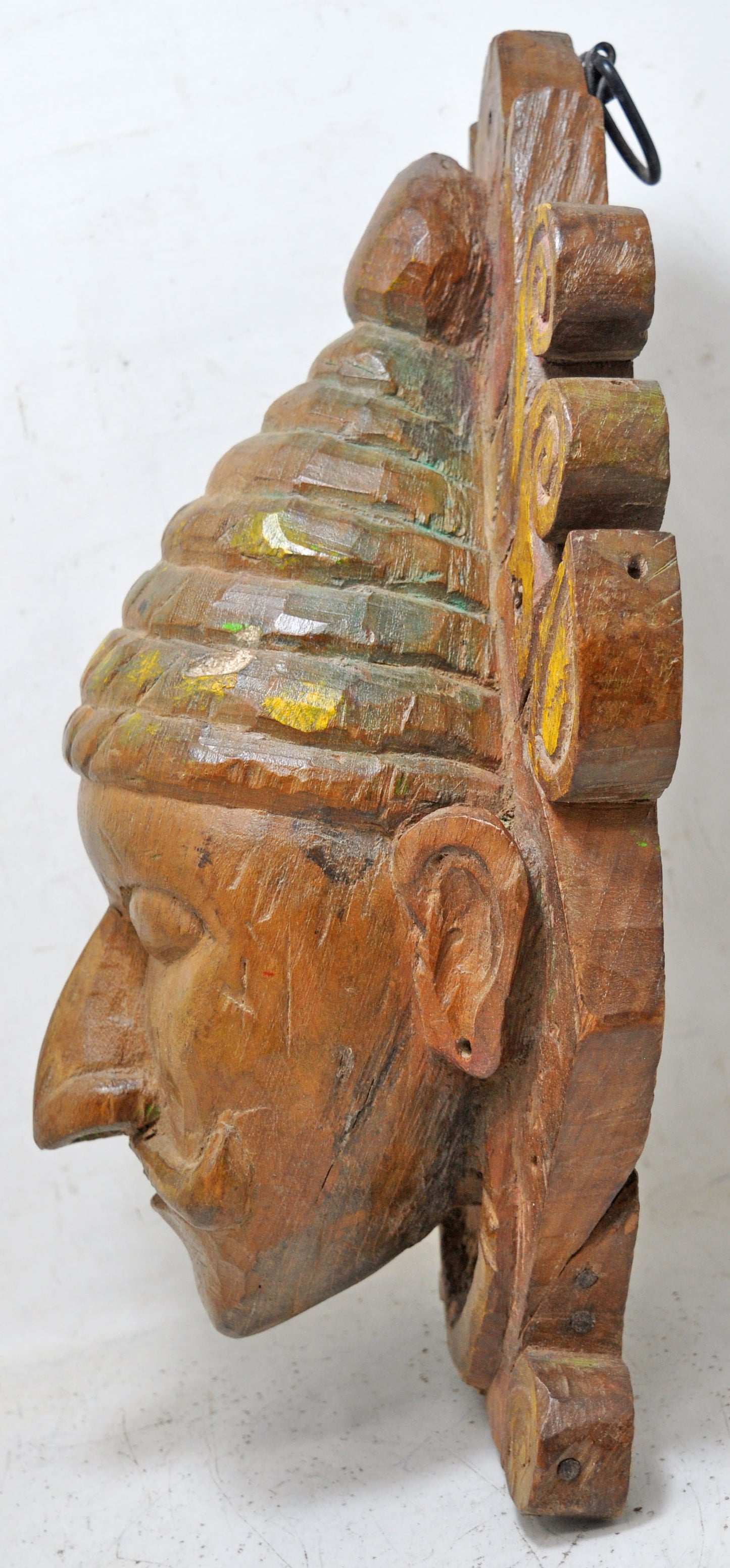 Antique Wooden Wall Hanging Man Head Bust Figurine Original Old Hand Carved