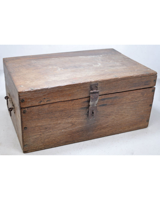 Antique Wooden Large Merchants Cash Chest Box Original Old Hand Crafted