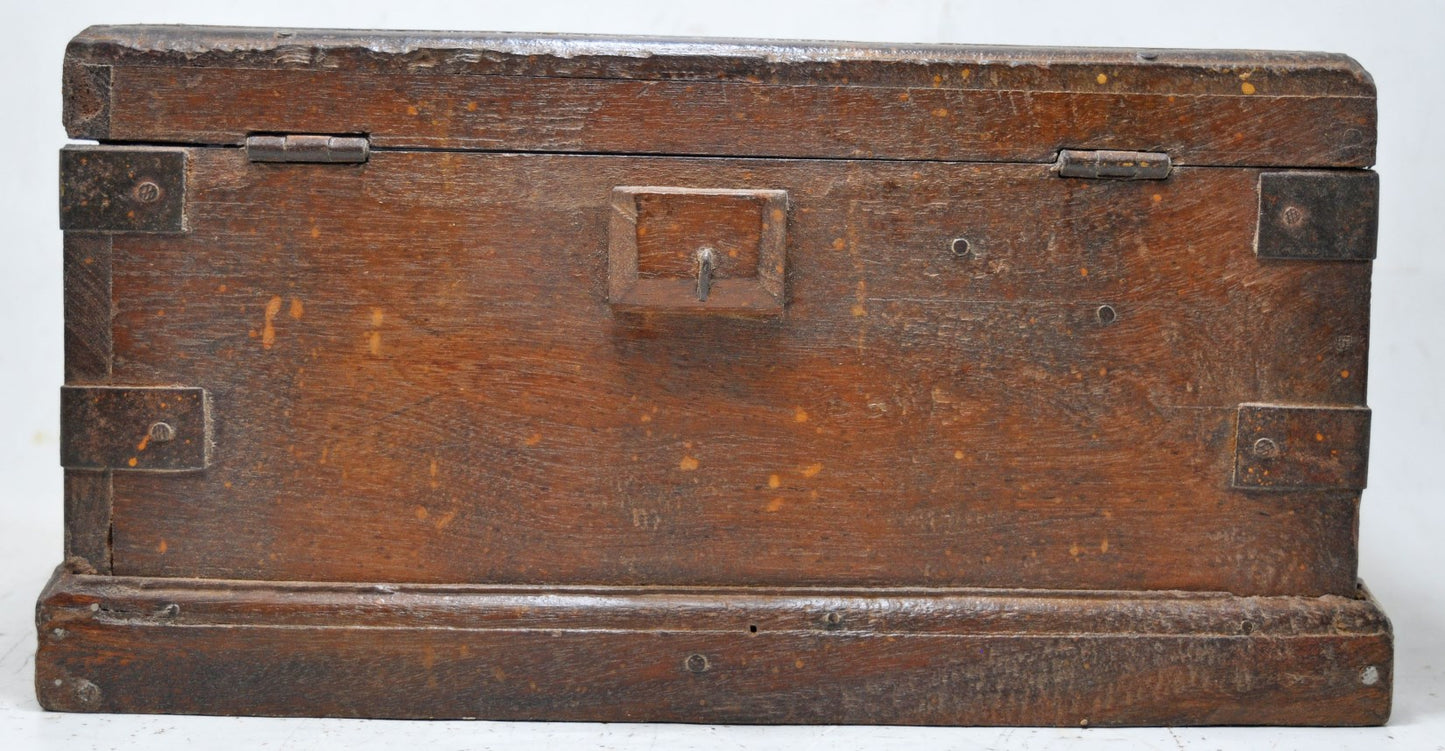 Antique Wooden Large Size Storage Chest Box Original Old Hand Crafted