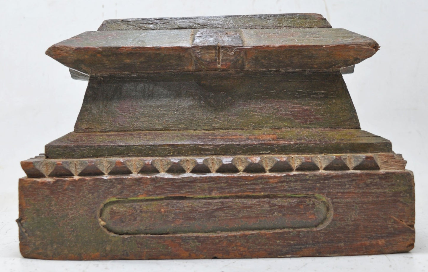 Antique Wooden Pillar Column Base Candle Holder Original Old Hand Carved