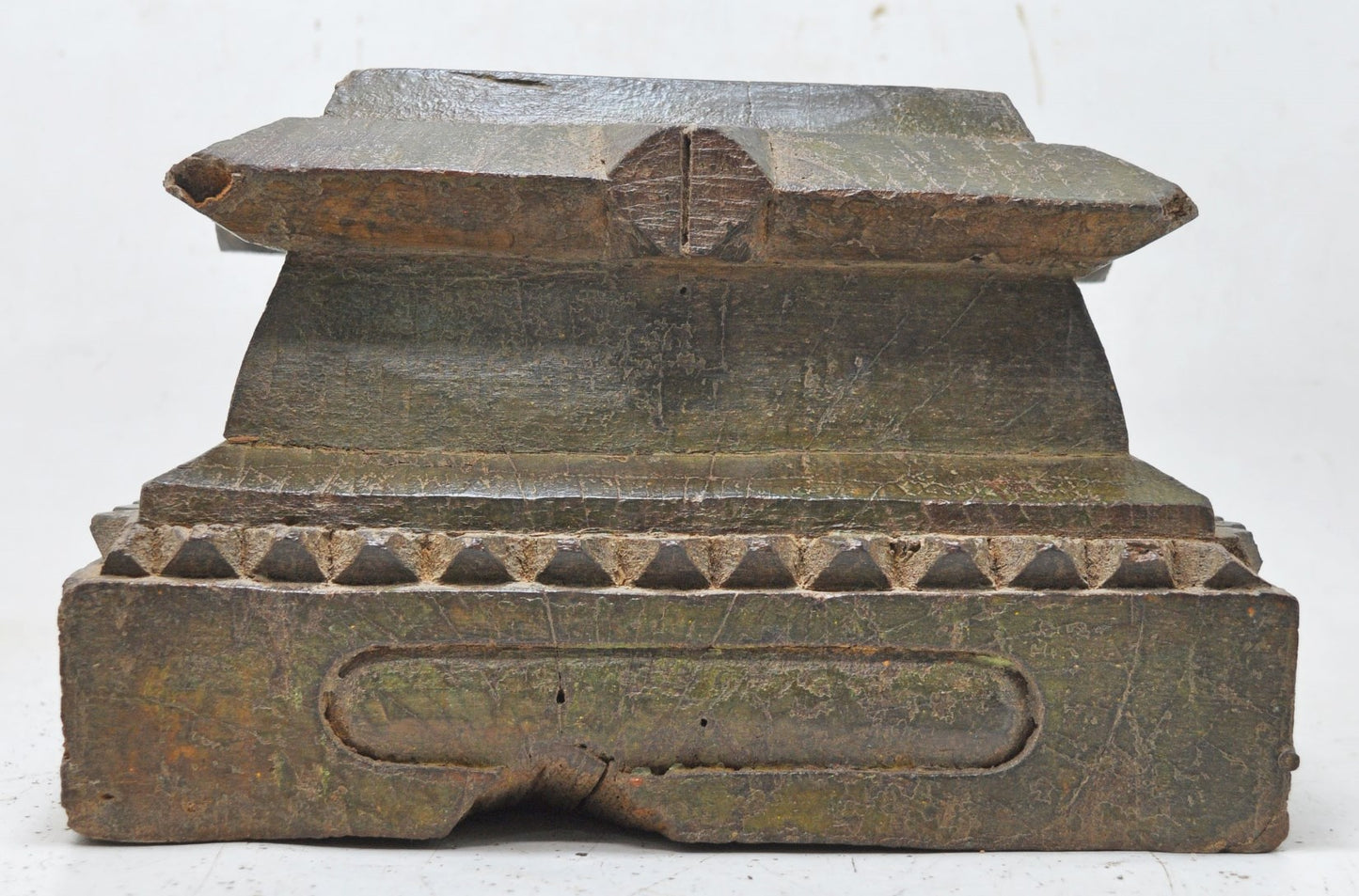 Antique Wooden Pillar Column Base Candle Holder Original Old Hand Carved