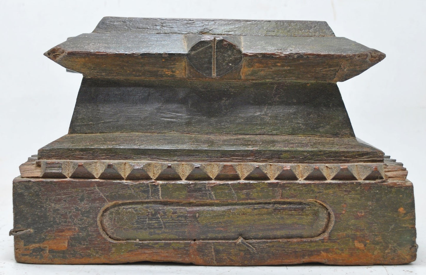 Antique Wooden Pillar Column Base Candle Holder Original Old Hand Carved