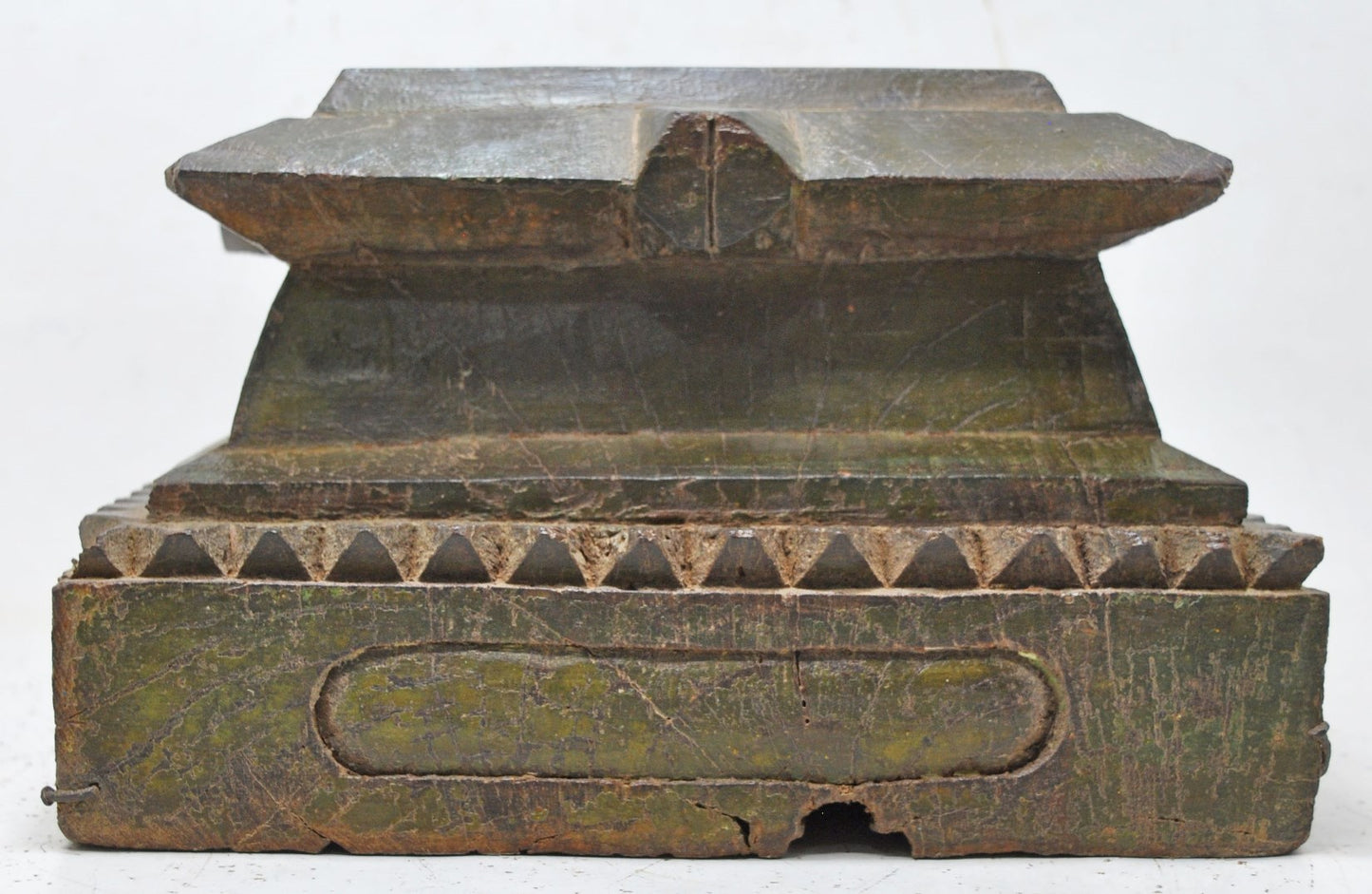 Antique Wooden Pillar Column Base Candle Holder Original Old Hand Carved