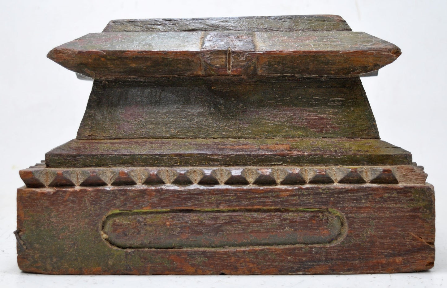 Antique Wooden Pillar Column Base Candle Holder Original Old Hand Carved