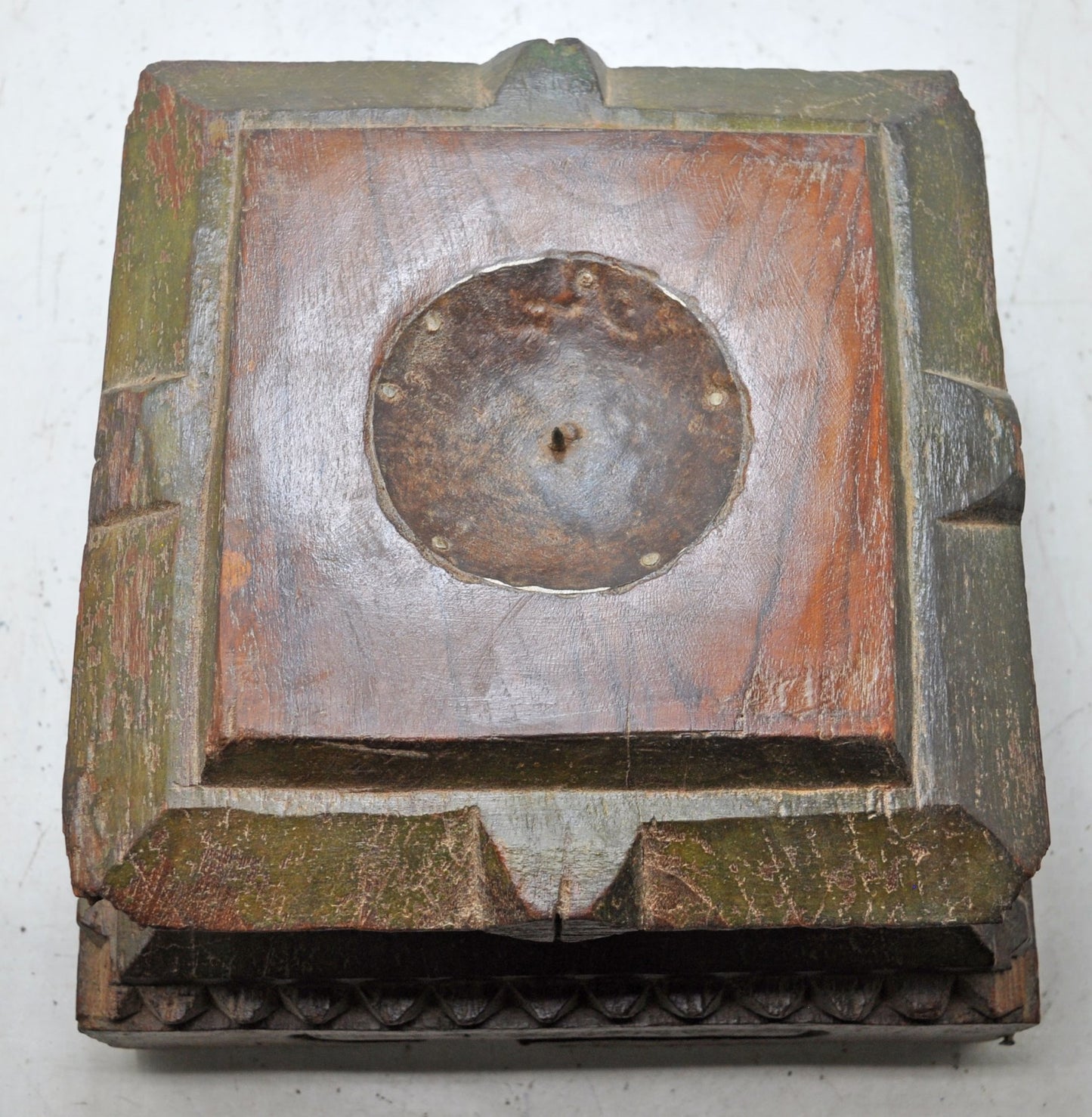 Antique Wooden Pillar Column Base Candle Holder Original Old Hand Carved