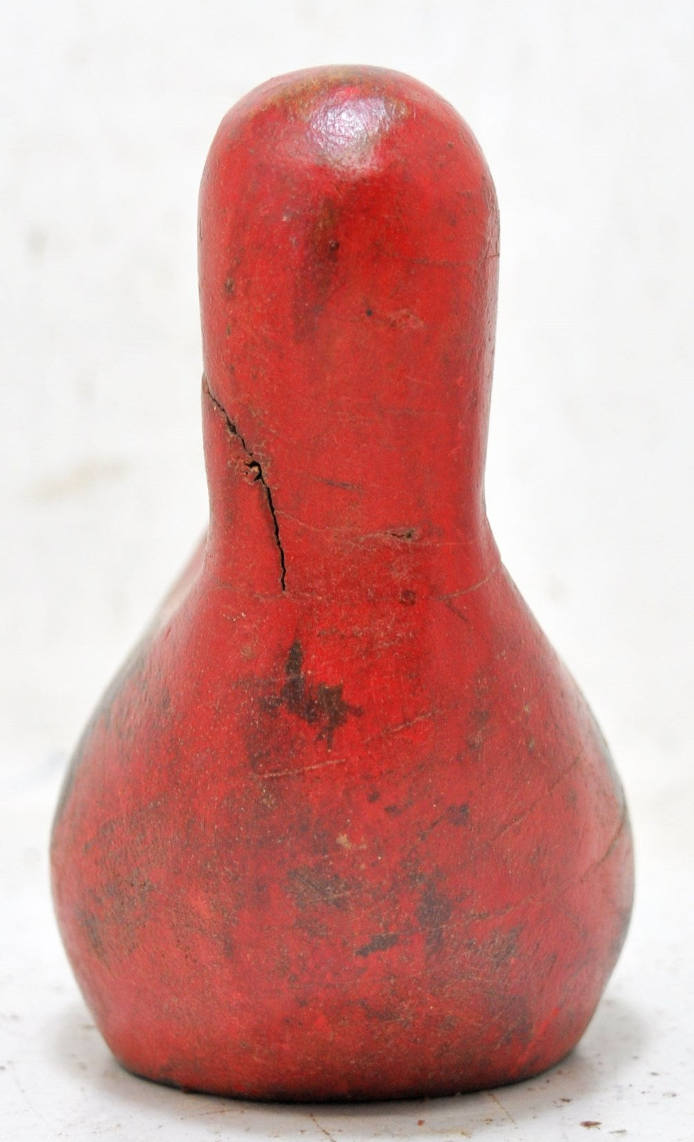 Hand Carved Wooden Duck Figurine Red Painted