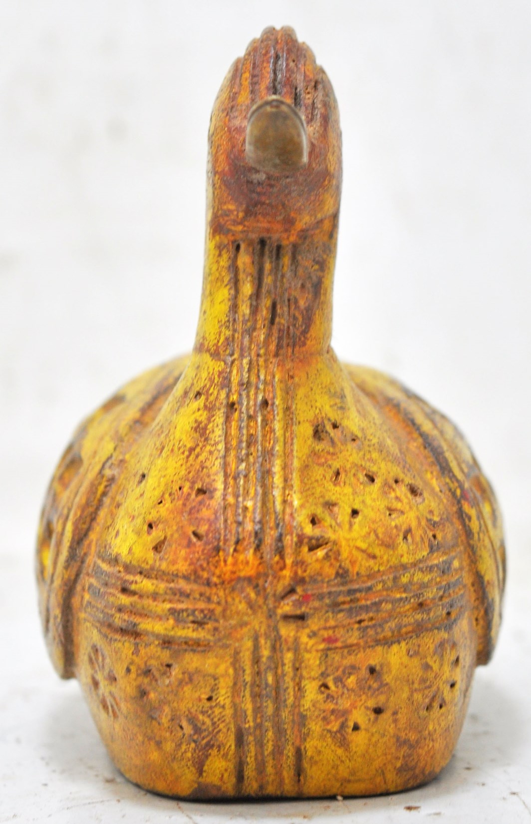 Vintage Wooden Bird Figurine Original Old Hand Carved Painted
