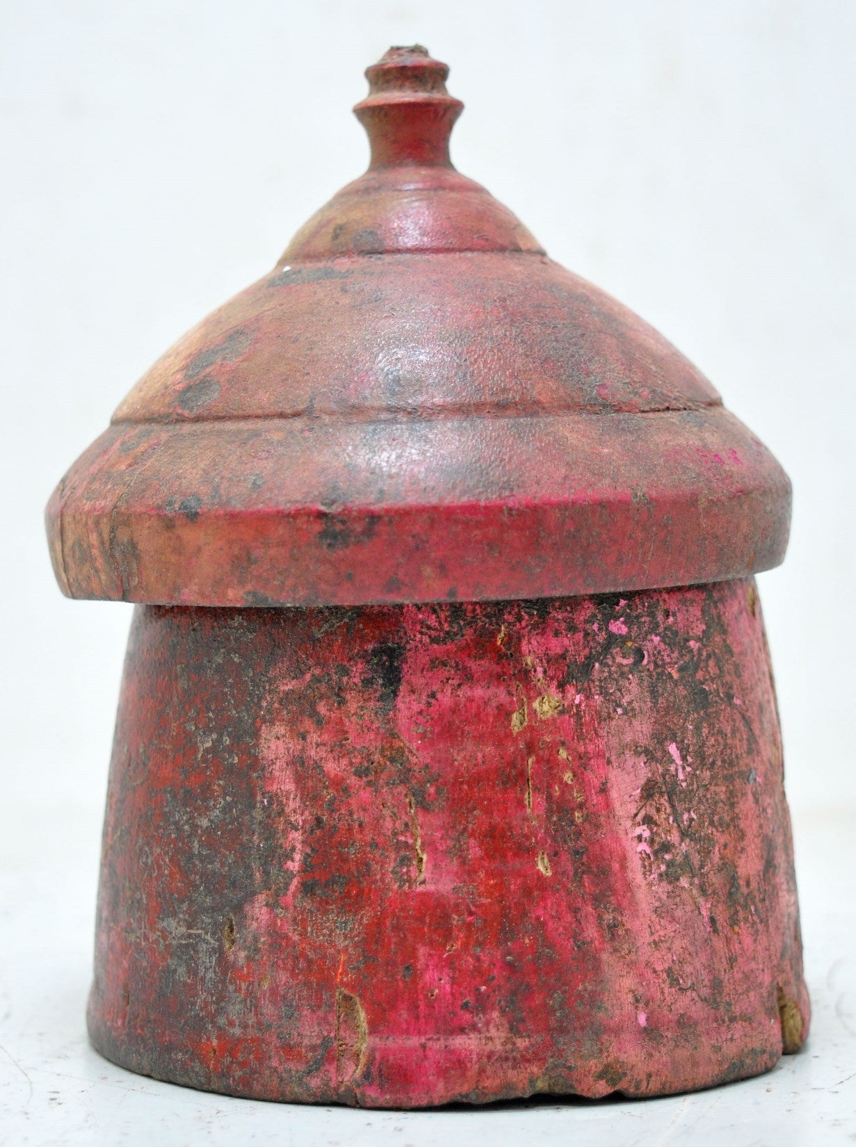 Antique Wooden Lacquer Painted Kum Kum Powder Tika Box Original Old Hand Carved