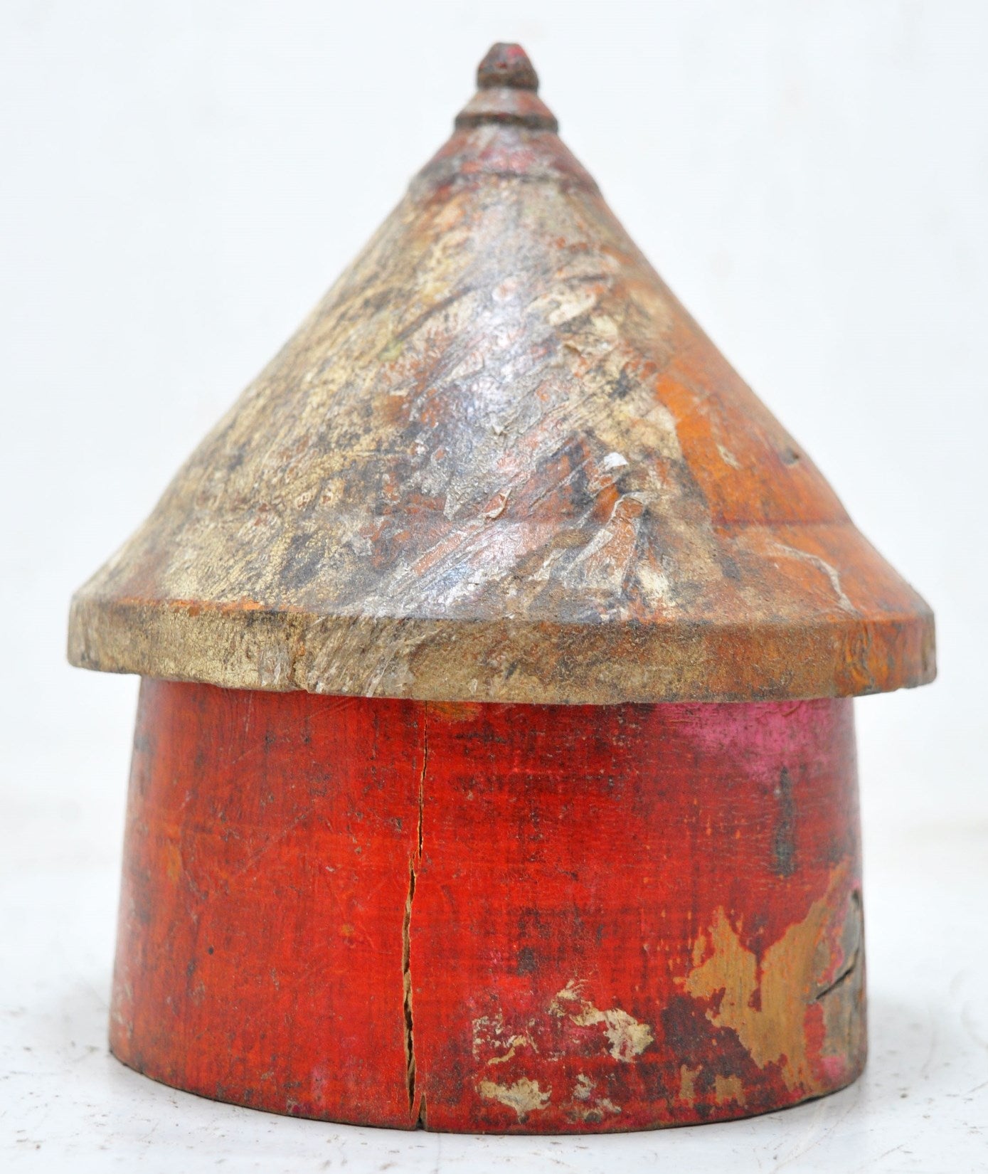 Antique Wooden Lacquer Painted Kum Kum Powder Tika Box Original Old Hand Carved