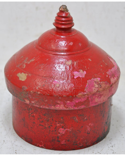 Antique Wooden Lacquer Painted Kum Kum Powder Tika Box Original Old Hand Carved