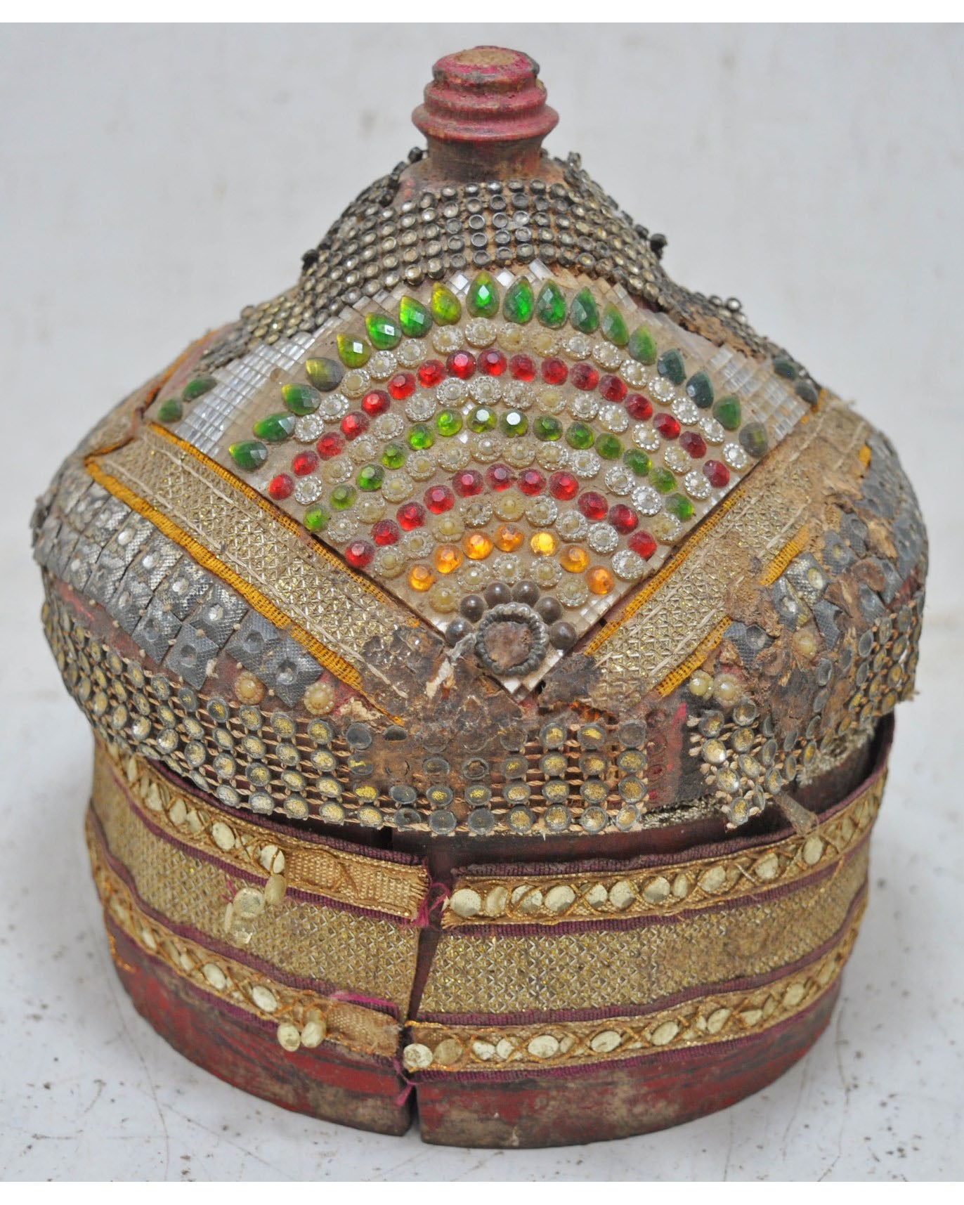 Antique Wooden Lacquer Painted Kum Kum Powder Tika Box Original Old Hand Carved