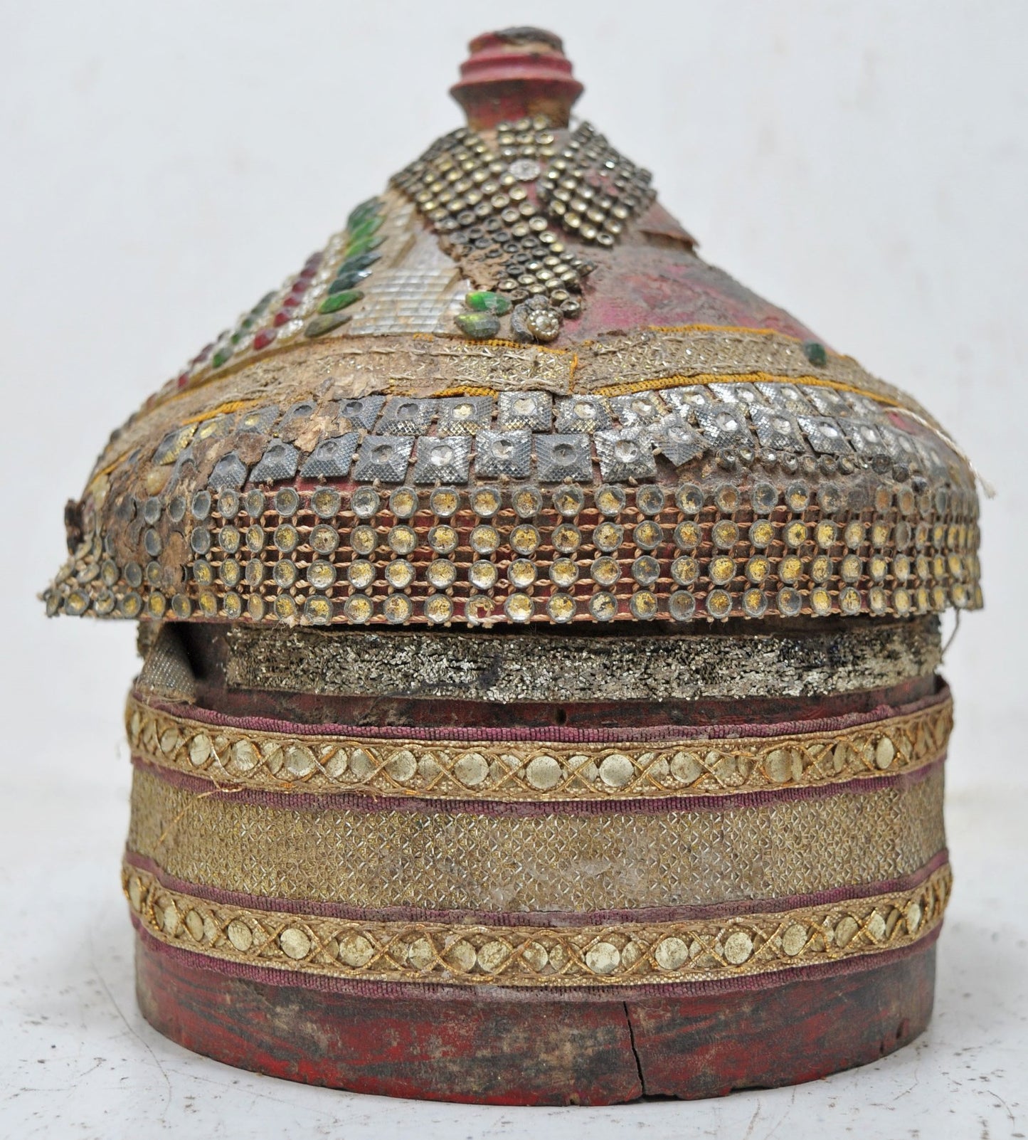 Antique Wooden Lacquer Painted Kum Kum Powder Tika Box Original Old Hand Carved