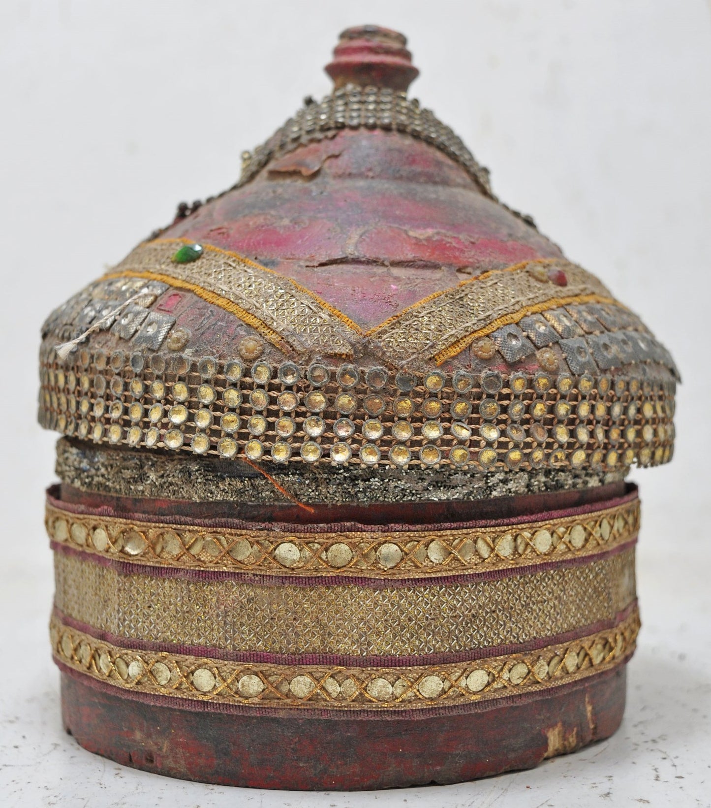 Antique Wooden Lacquer Painted Kum Kum Powder Tika Box Original Old Hand Carved