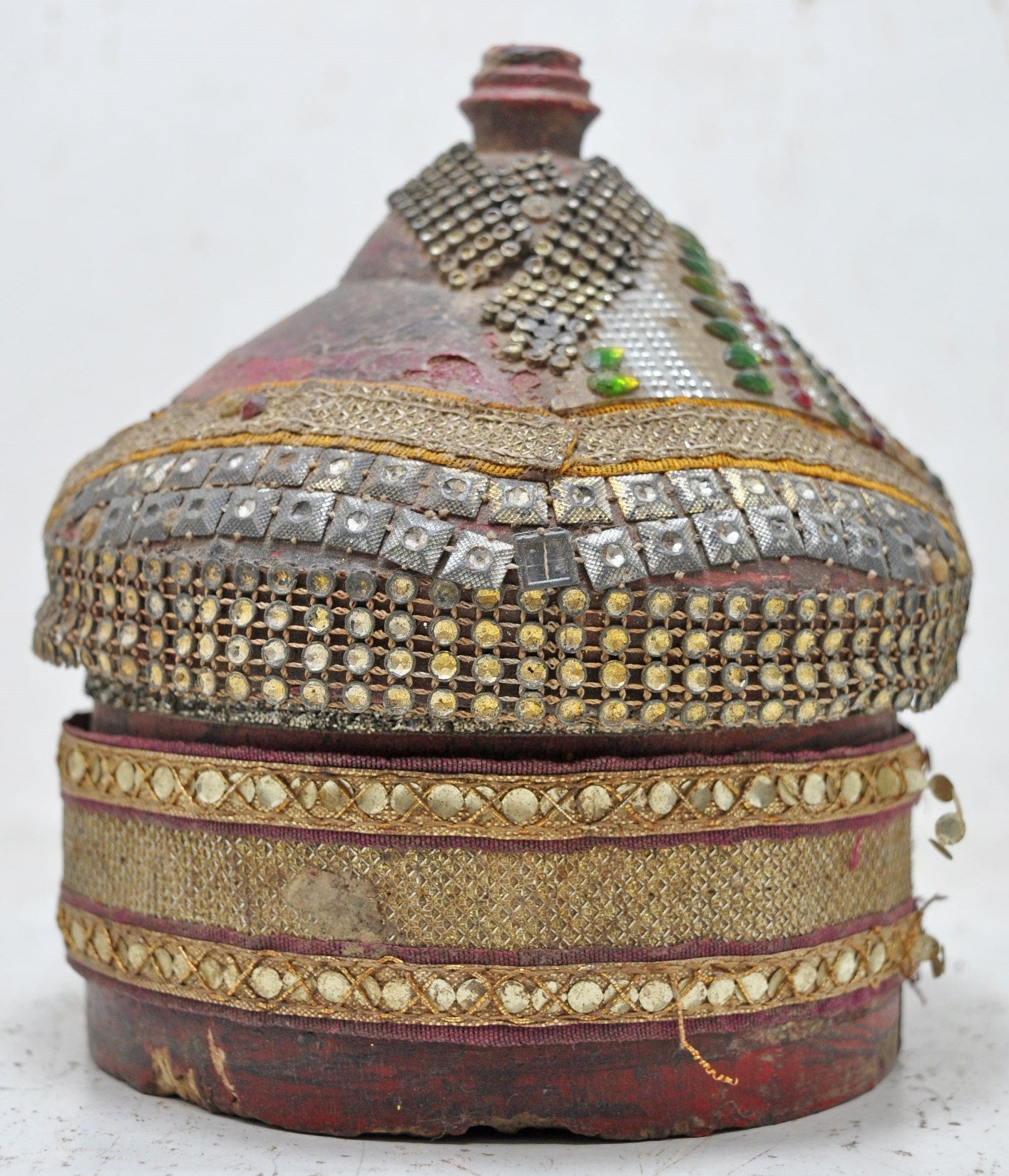 Antique Wooden Lacquer Painted Kum Kum Powder Tika Box Original Old Hand Carved