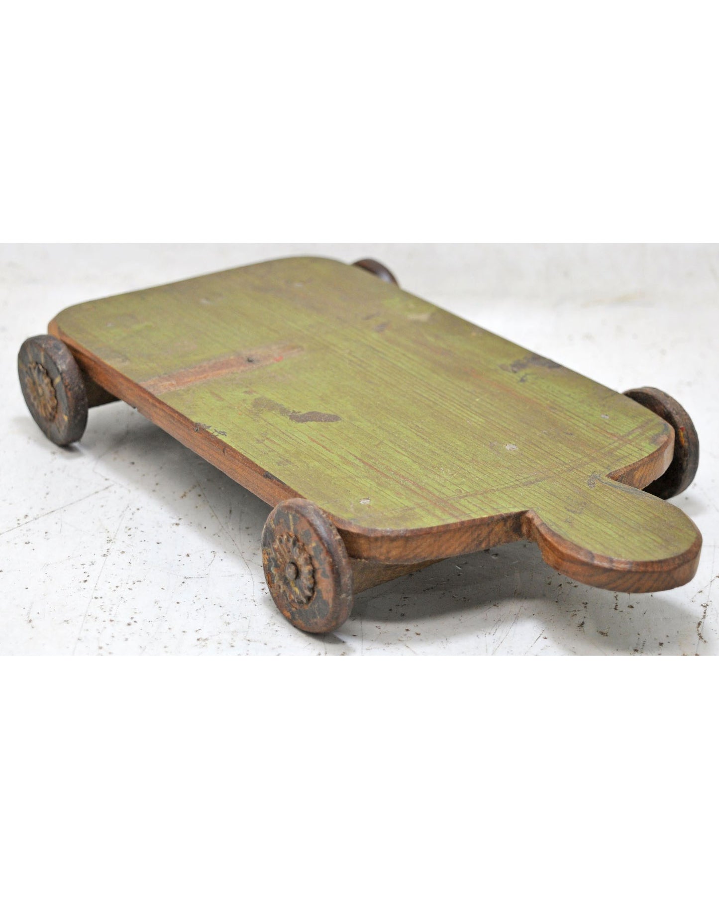 Vintage Wooden Small Service Tray on Wheels Original Old Hand Crafted