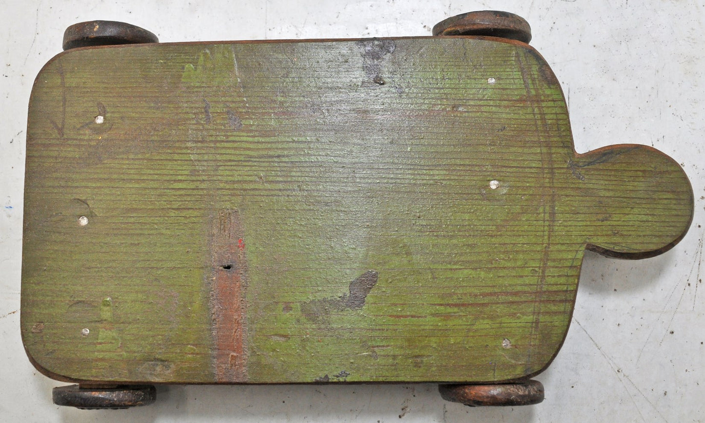Vintage Wooden Small Service Tray on Wheels Original Old Hand Crafted