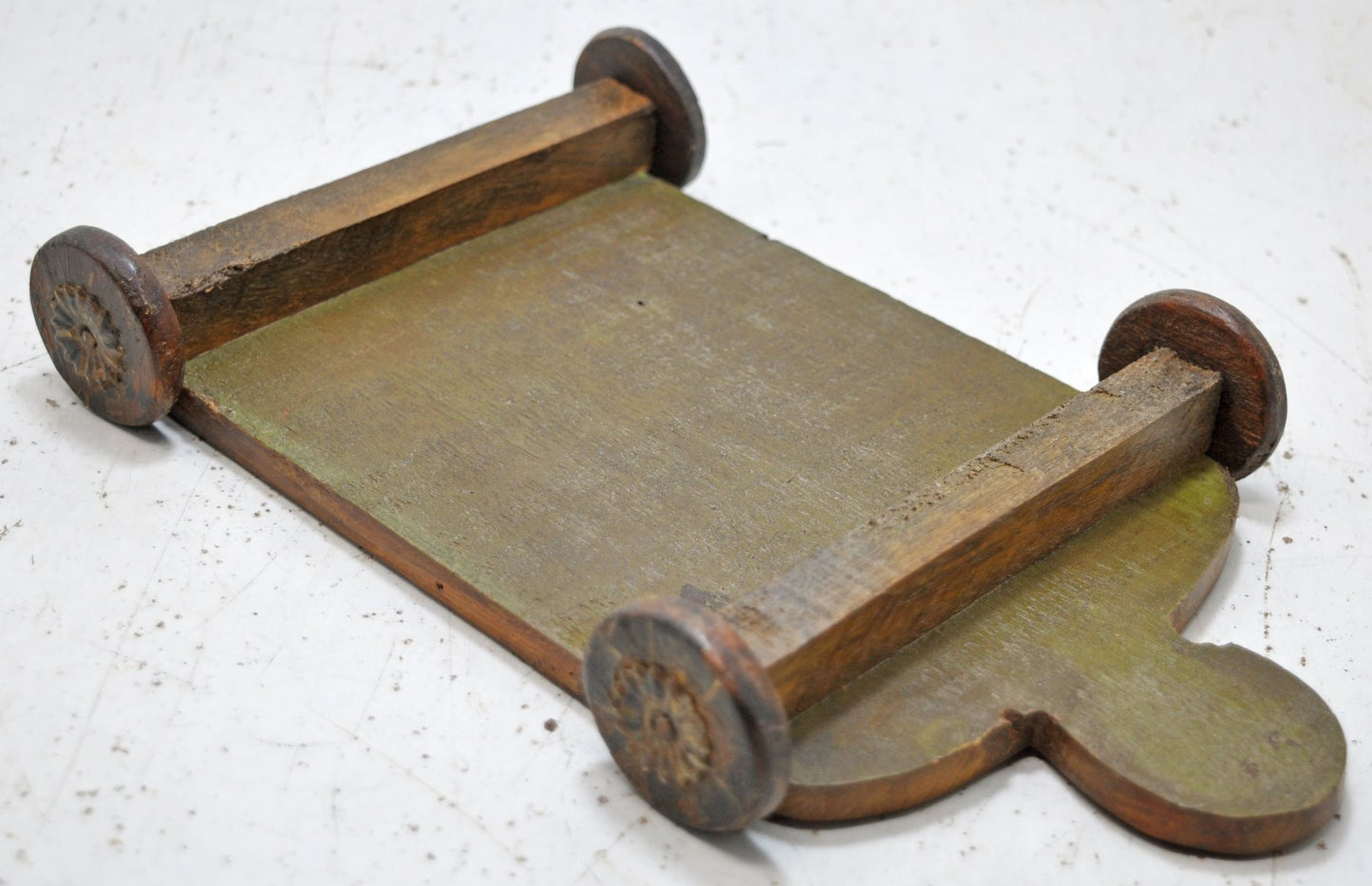 Vintage Wooden Small Service Tray on Wheels Original Old Hand Crafted