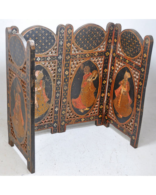 Vintage Wooden Small Desk Partition Screen Original Old Hand Carved Fine Painted
