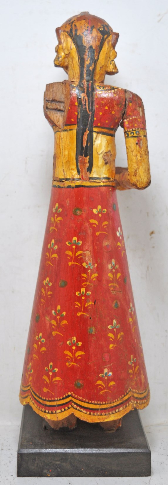 Antique Wooden Goddess Gangaur Idol Figurine Original Old Hand Carved Painted