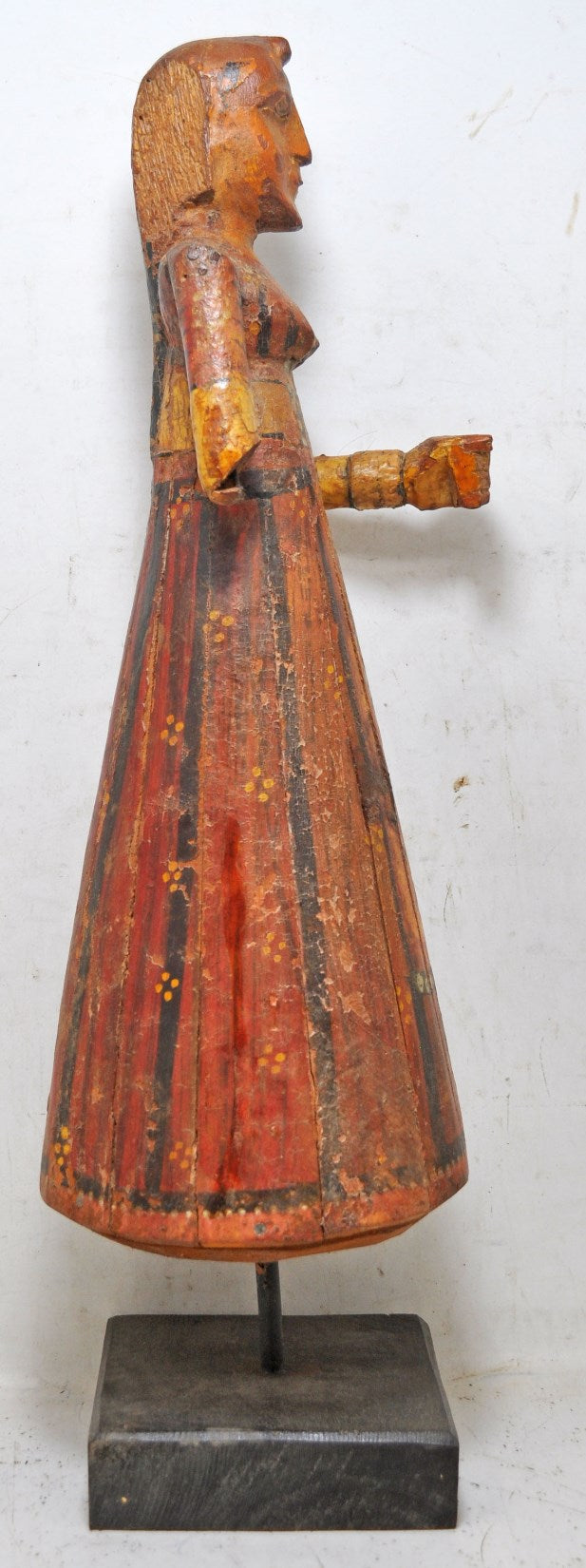 Antique Wooden Goddess Gangaur Idol Figurine Original Old Hand Carved Painted