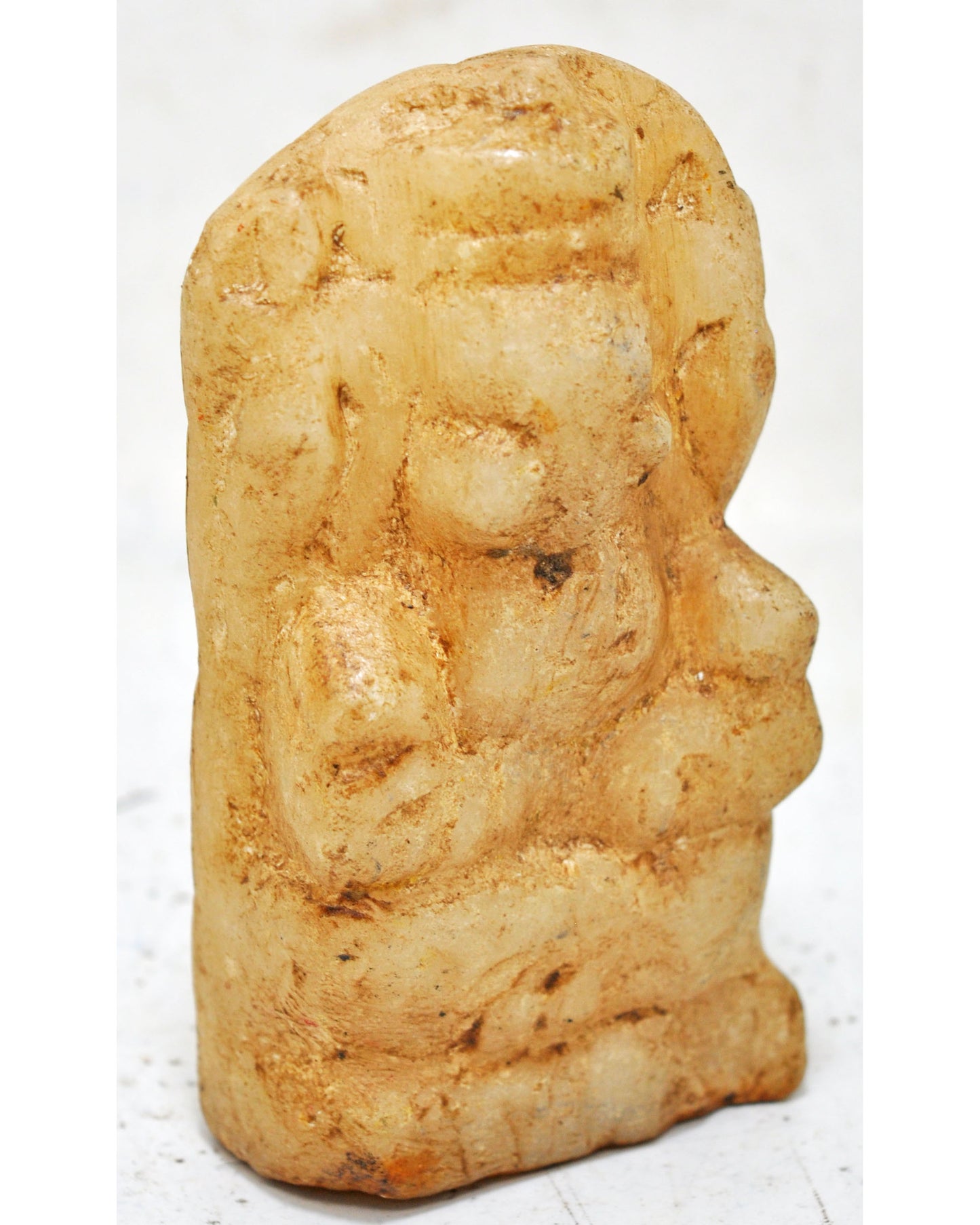 Antique White Marble God Ganesha Idol Figurine Original Old Fine Hand Carved