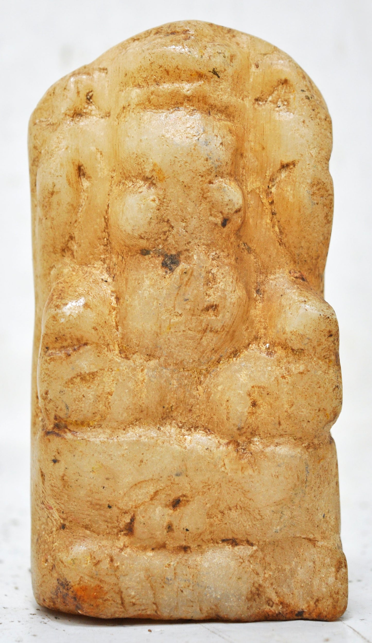 Antique White Marble God Ganesha Idol Figurine Original Old Fine Hand Carved