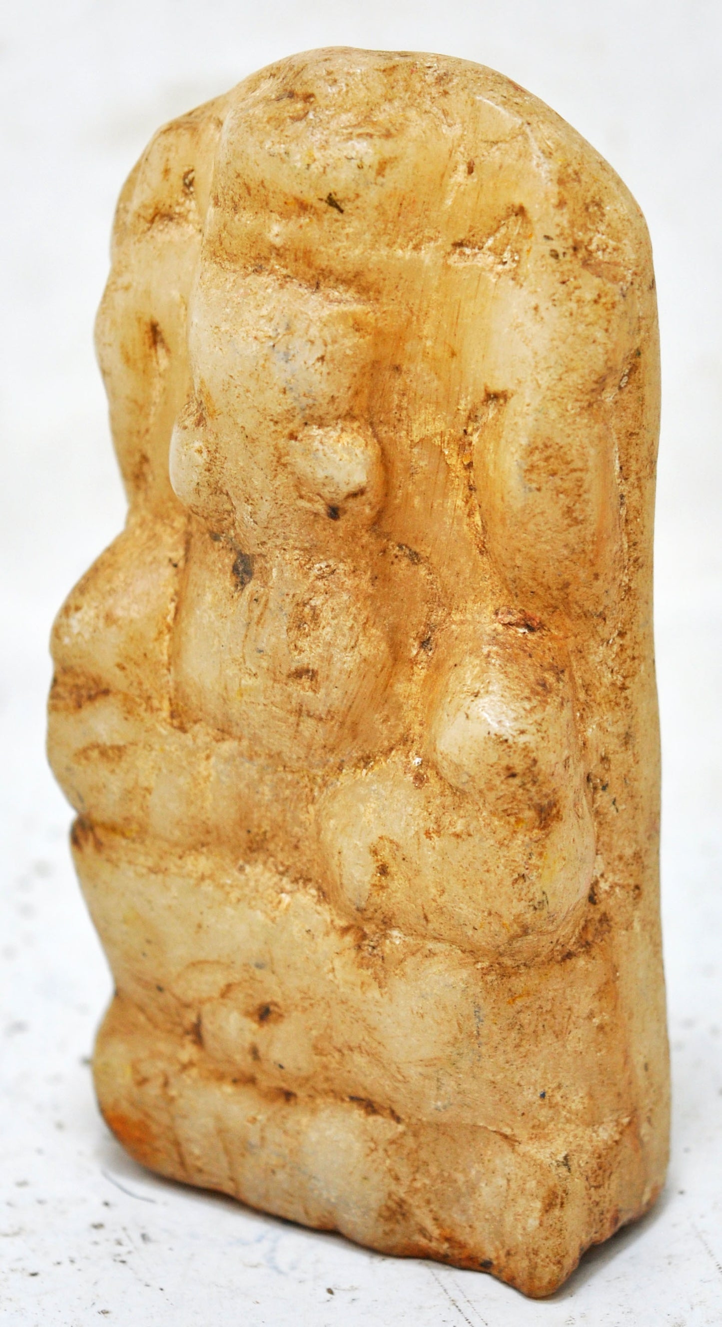 Antique White Marble God Ganesha Idol Figurine Original Old Fine Hand Carved