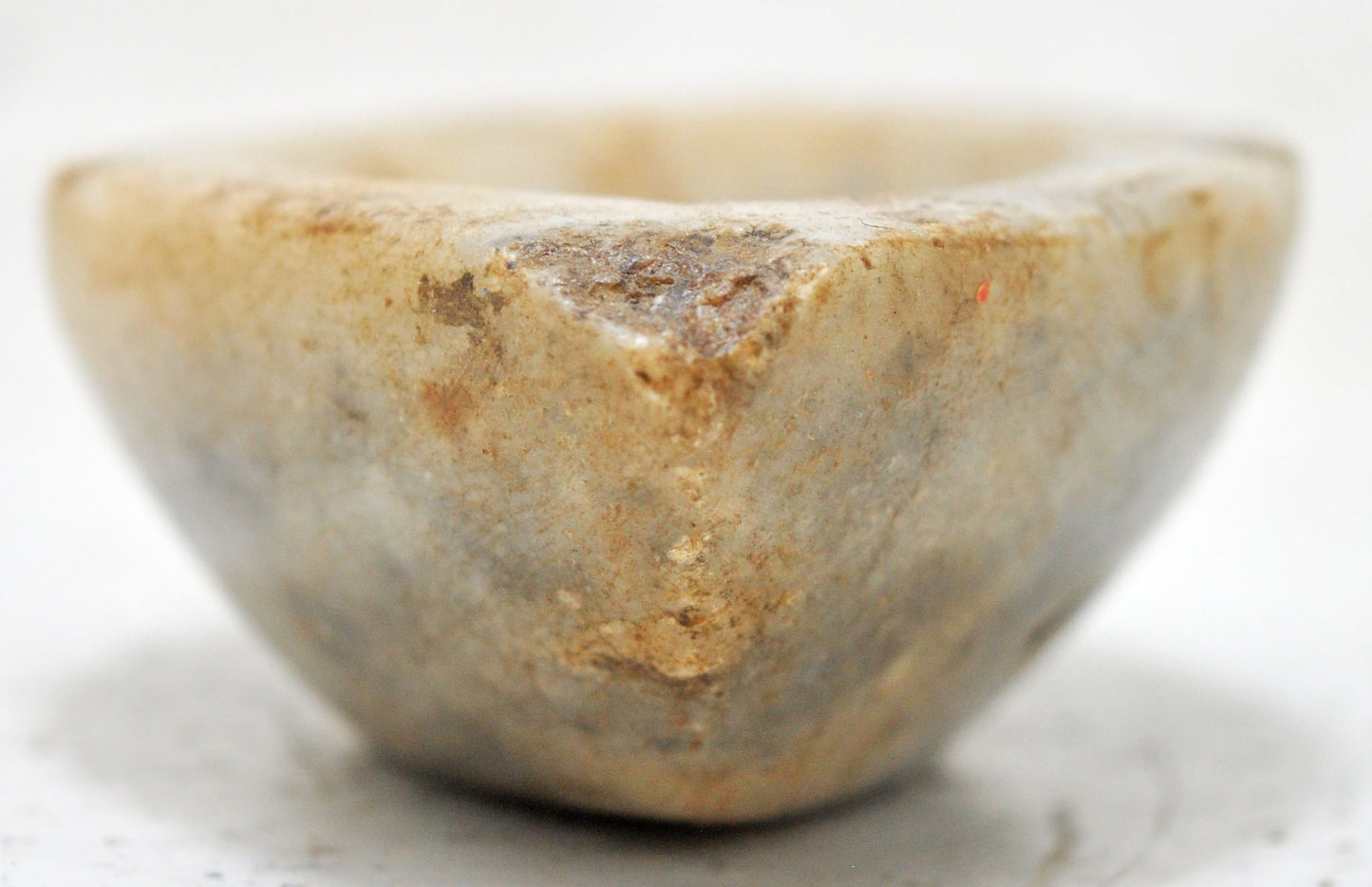 Antique White Marble Oval Opium Water Kharal Bowl Original Old Hand Carved