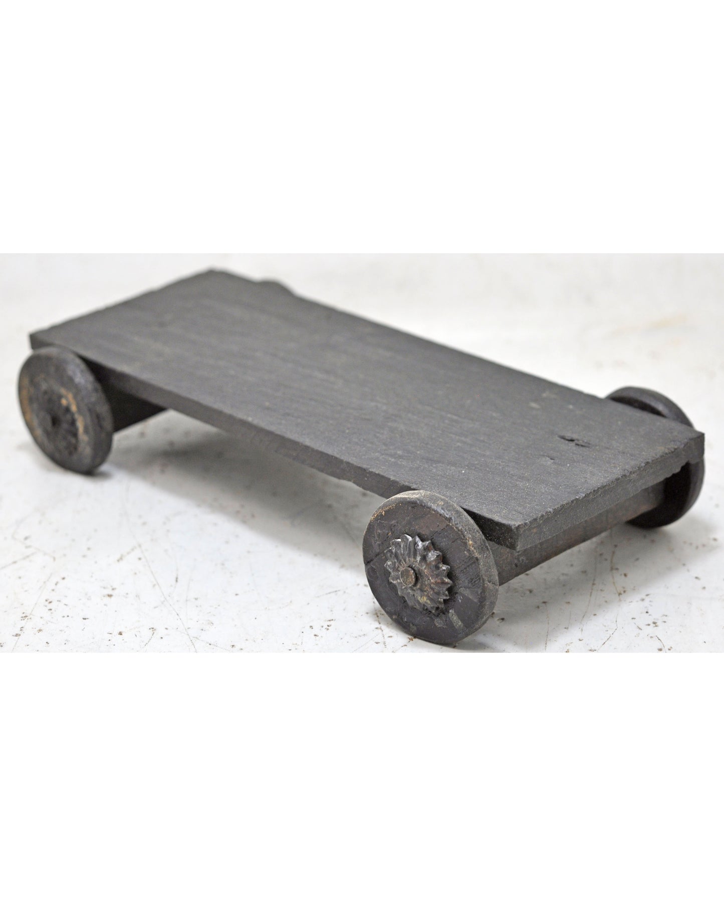 Vintage Wooden Small Service Tray on Wheels Original Old Hand Crafted