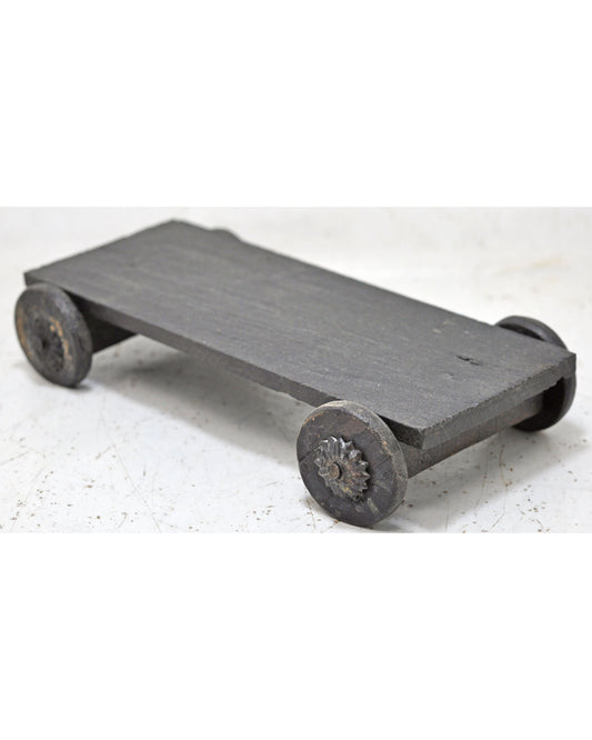 Vintage Wooden Small Service Tray on Wheels Original Old Hand Crafted