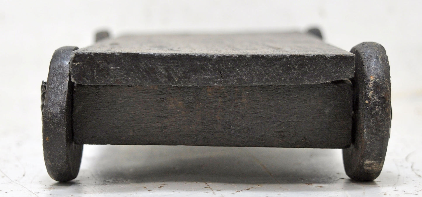 Vintage Wooden Small Service Tray on Wheels Original Old Hand Crafted
