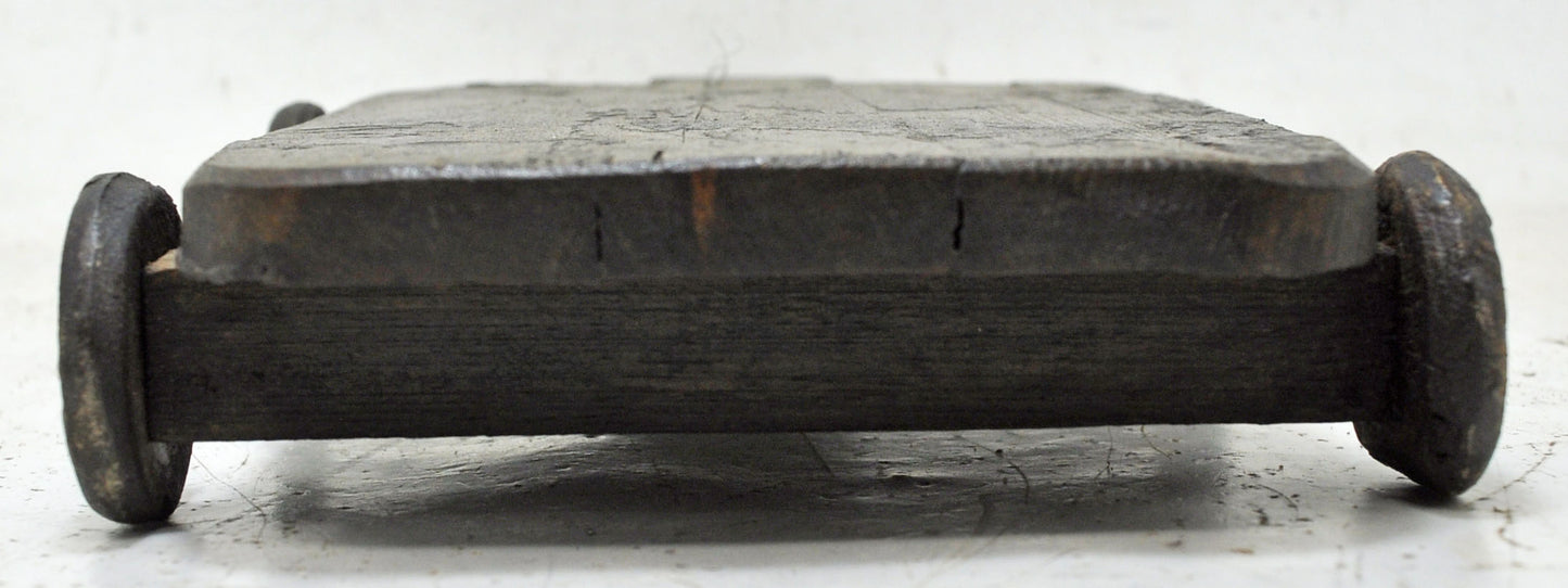 Vintage Wooden Small Service Tray on Wheels Original Old Hand Crafted