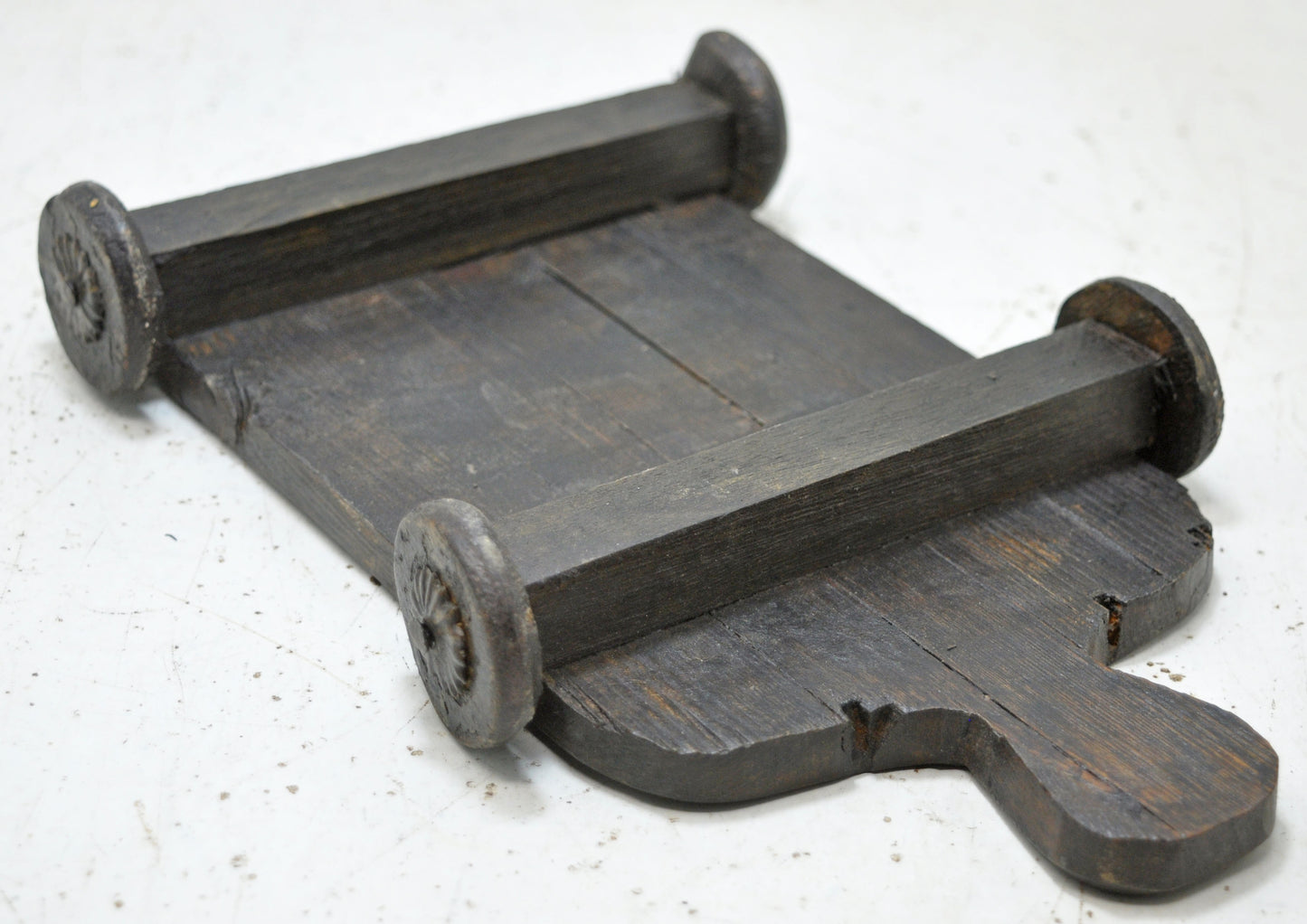 Vintage Wooden Small Service Tray on Wheels Original Old Hand Crafted