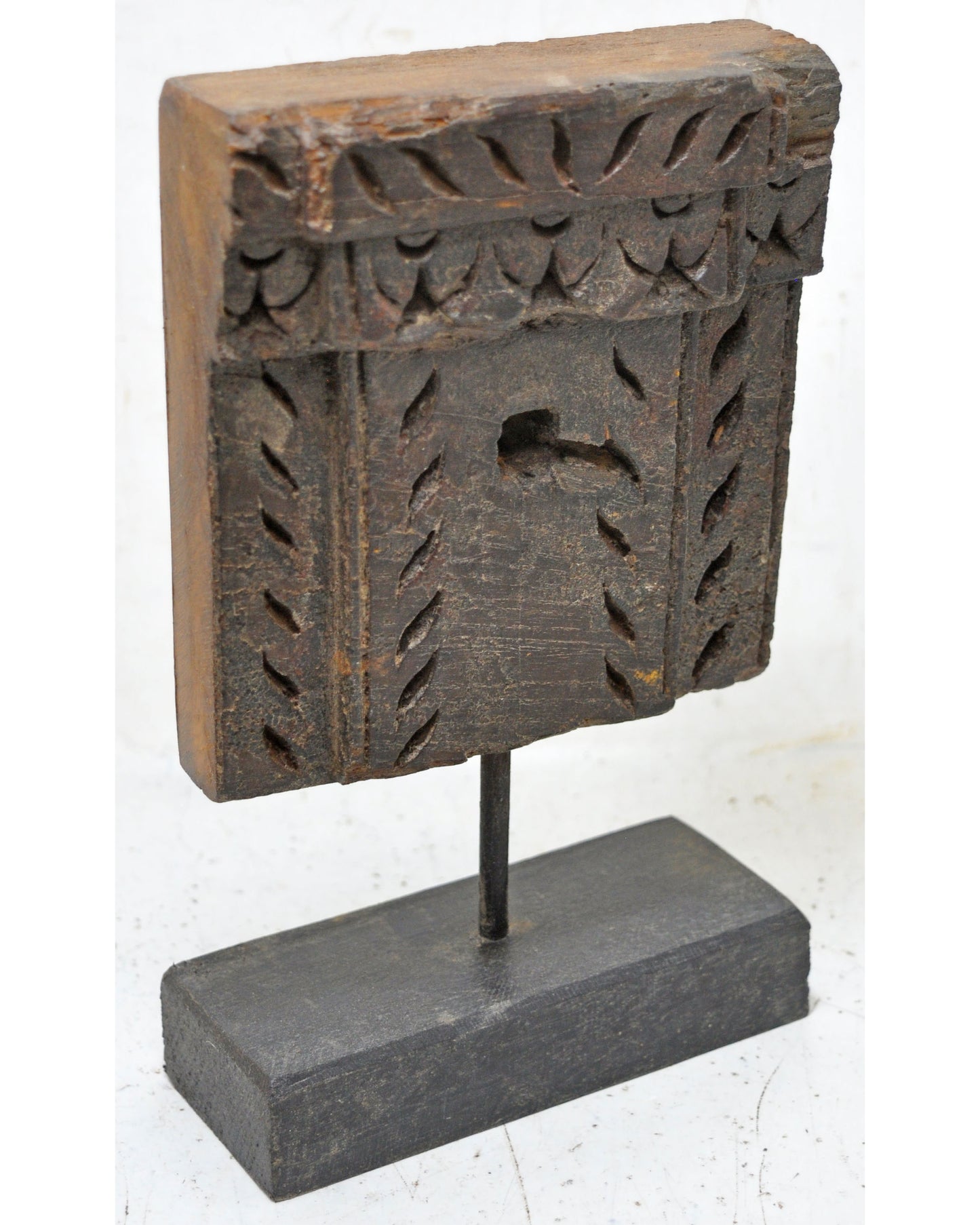 Antique Wooden Floral Carving Panel Plaque Original Old Hand Carved