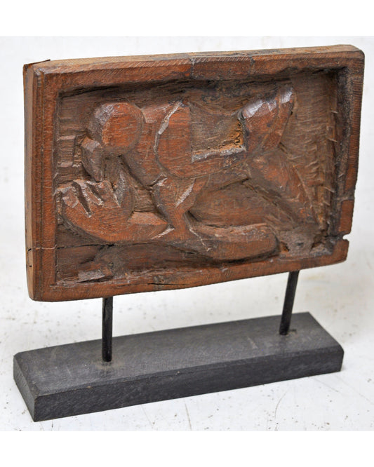 Antique Wooden Bird Carving Panel Plaque Original Old Hand Carved