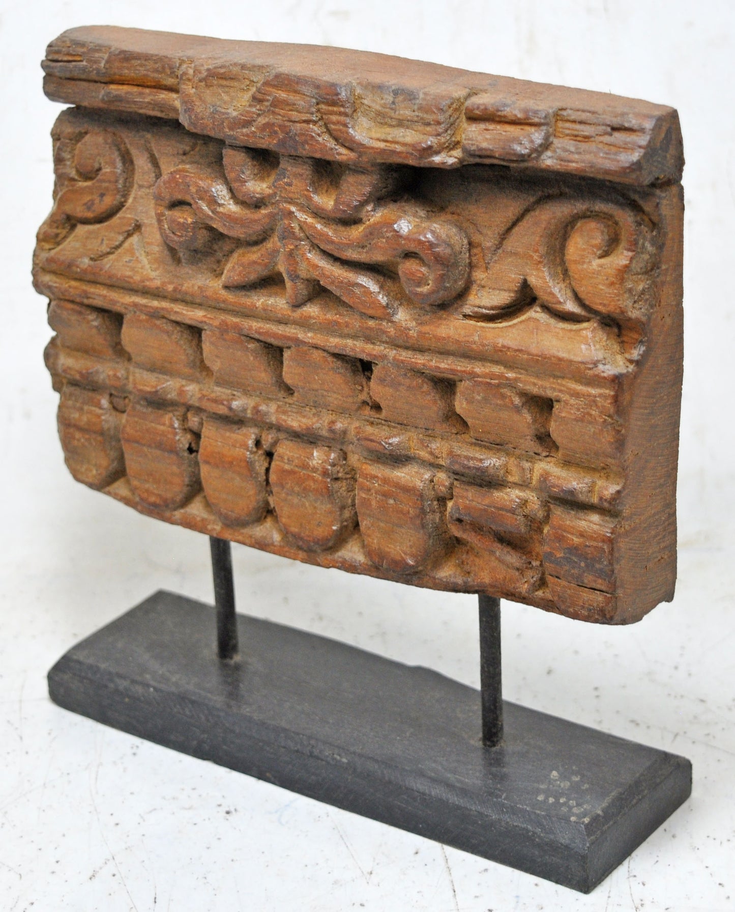 Antique Wooden Floral Carving Panel Plaque Original Old Hand Carved