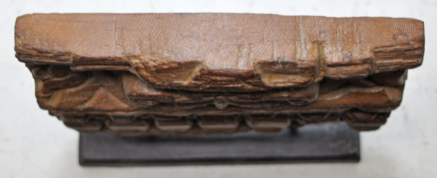 Antique Wooden Floral Carving Panel Plaque Original Old Hand Carved